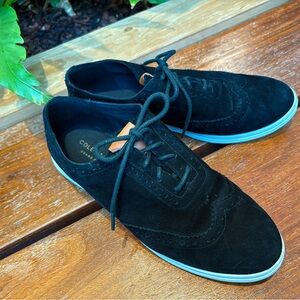 Cole Haan Black Suede Oxford Shoes women